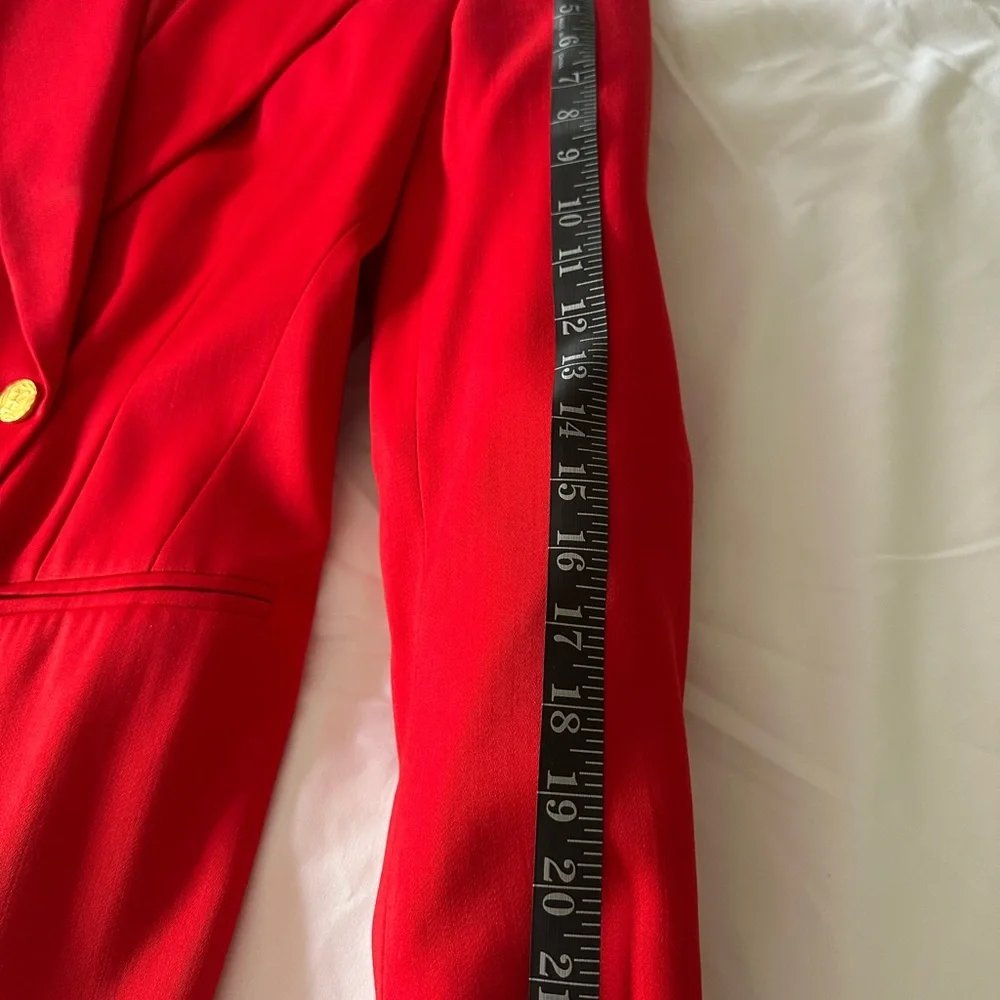 Authentic Vintage Escada by Margaretha Ley Bold Red Wool Blazer/Gold Buttons - Picture 10 of 11